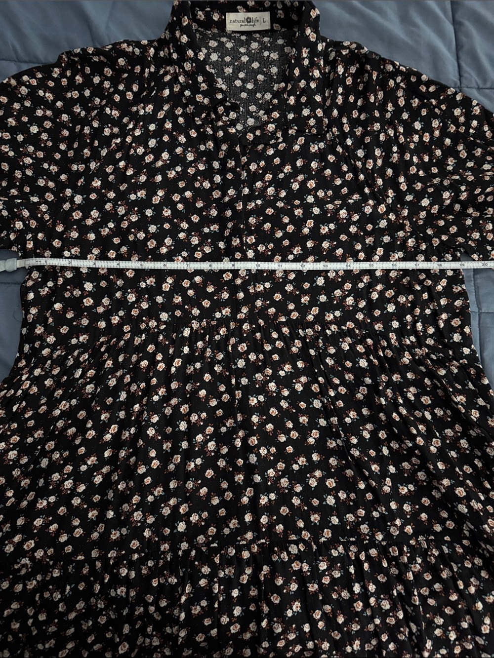 NATURAL LIFE Black Midi Dress with Small Cream Floral Print - Picture 6 of 7